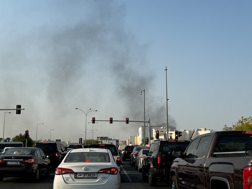 Smoke rises after several blasts were heard in Doha, Qatar, September 9, 2025.