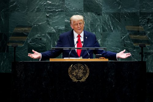 U.S. President Donald Trump addresses the 80th United Nations General Assembly at U.N. headquarters in New York City, U.S., September 23, 2025.