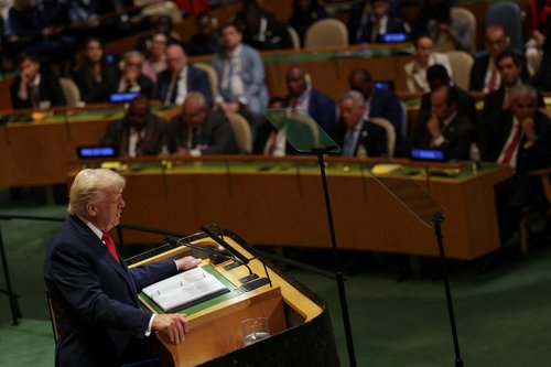 U.S. President Donald Trump speaks during the 80th United Nations General Assembly, in New York City, New York, U.S., September 23, 2025. REUTERS/Jeenah Moon