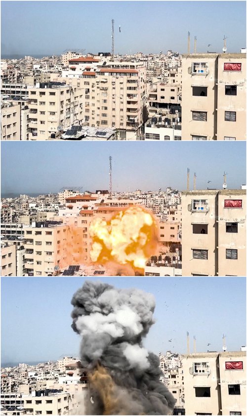 A combination image of screengrabs from a video obtained by Reuters