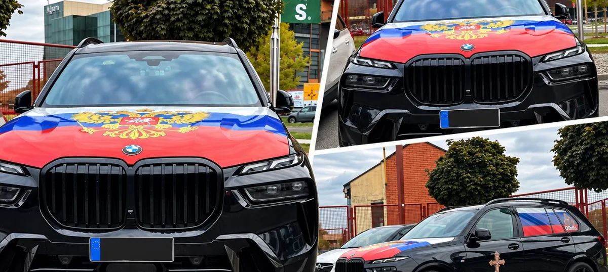 FOTO / Automobil s ruskom zastavom i dvoglavavim orlom uznemirio Brođane: Oglasila se i policija