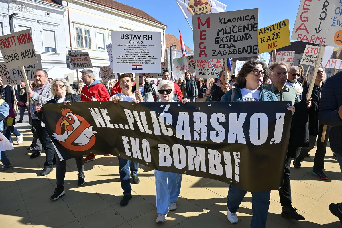 Veliki prosvjed u Koprivnici protiv megafarme pilića: "Ne želimo žrtvovati ni metar Hrvatske"