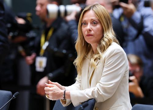 Italian Prime Minister Giorgia Meloni attends a European Union leaders summit in Brussels, Belgium October 16, 2026. REUTERS/Stephanie Lecocq