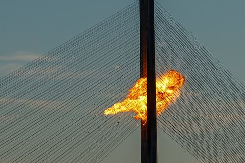 A Russian jet powered drone strikes on one of Kyiv's bridges, amid Russia's attack on Ukraine, in Kyiv, Ukraine October 2, 2026.