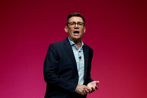 British Prime Minister Andy Burnham reacts on stage at the Labour Party's annual conference in Liverpool, Britain, September 29, 2026.