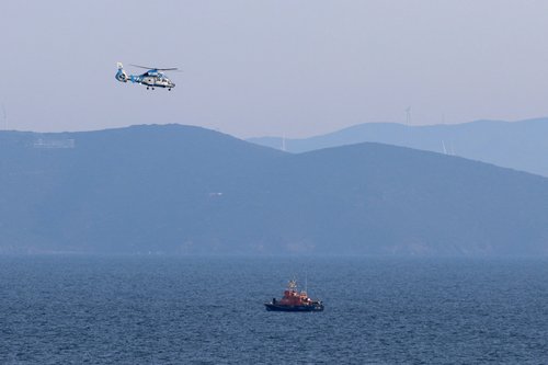 Hellenic coast guard performs SAR operation, following migrant's boat collision with coast guard off the Aegean island of Chios, near Mersinidi, Greece, February 4, 2026.