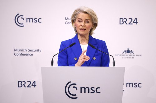 European Commission President Ursula von der Leyen speaks during the Munich Security Conference (MSC) in Munich, Germany, February 14, 2026. REUTERS/Liesa Johannssen