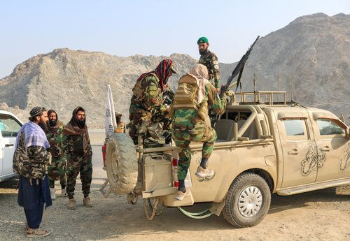 Taliban soldiers carry a rocket launcher in a vehicle, following exchanges of fire between Pakistan and Afghanistan forces, near Torkham border in Afghanistan, February 27, 2026.