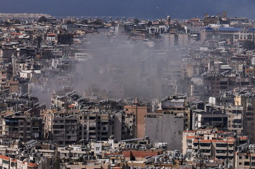 Smoke rises after strikes following an escalation between Hezbollah and Israel, amid the U.S.-Israeli conflict with Iran, in the southern suburbs of Beirut, Lebanon, March 12, 2026. REUTERS/Raghed Waked