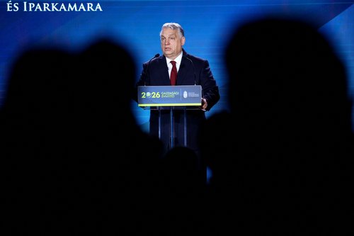 Hungarian Prime Minister Viktor Orban speaks at an annual conference of the Hungarian Chamber of Commerce and Industry in Budapest, Hungary, March 5, 2026. REUTERS/Bernadett Szabo