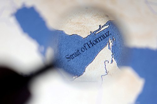 FILE PHOTO: A map showing the Strait of Hormuz is seen in this illustration taken June 22, 2025. REUTERS/Dado Ruvic/Illustration/File Photo