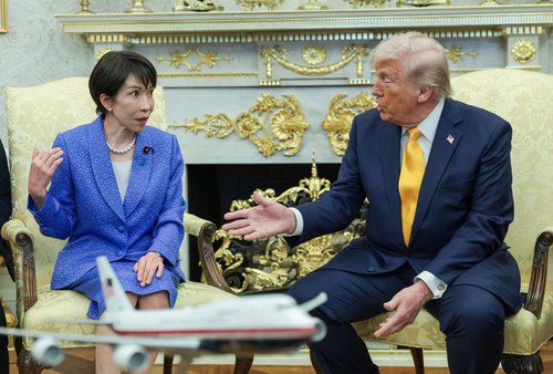 U.S. President Donald Trump meets with Japanese Prime Minister Sanae Takaichi in the Oval Office at the White House in Washington, D.C., U.S., March 19, 2026.