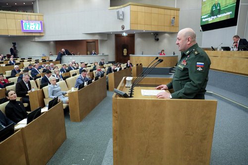 FILE PHOTO: Lieutenant General Igor Kirillov, chief of Russia's Nuclear, Biological and Chemical Protection Troops, attends a plenary session of the State Duma, in Moscow