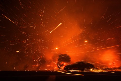 Palisades Fire burns during a windstorm on the west side of Los Angeles