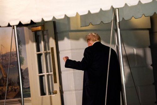 U.S. President Trump arrives on the South Lawn of the White House in Washington