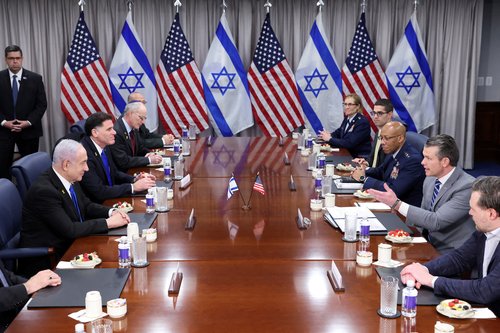 Hegseth, Benjamin Netanyahu at the Pentagon, in Washington