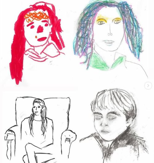 Kate i djeca nacrtali portrete