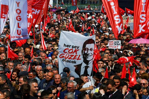 Rally to protest against the arrest of Istanbul Mayor Ekrem Imamoglu as part of a corruption investigation, in Istanbul