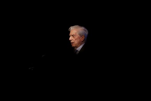 FILE PHOTO: Vargas Llosa, Peruvian writer and recipient of the 2010 Nobel Prize in Literature, speaks during a seminar as part of his 80th birthday celebrations in Madrid
