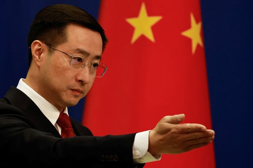 Chinese Foreign Ministry spokesperson Lin Jian attends a press conference in Beijing