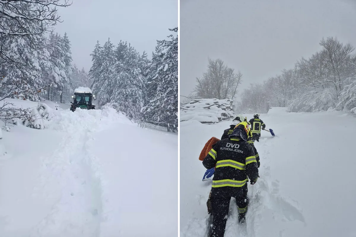 FOTO / Obitelj s malom bebom ostala zametena u snijegu, vatrogasci ih izvukli na sigurno