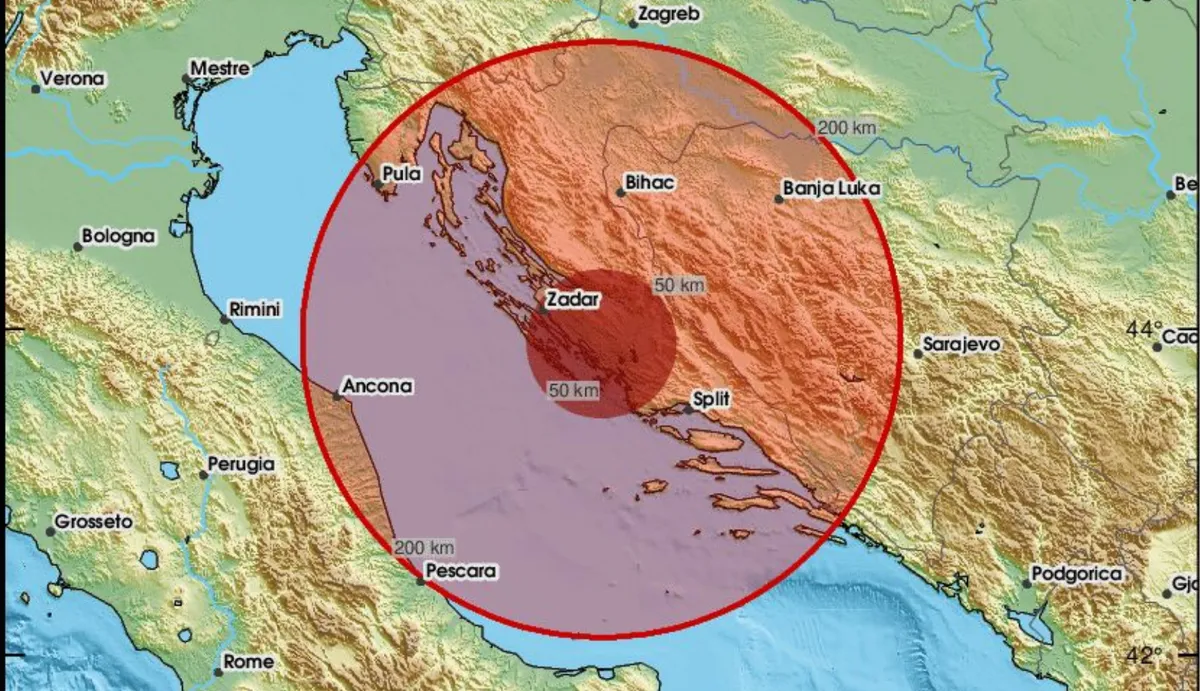 Potres kod Zadra i Šibenika