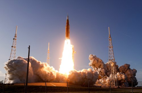 NASA's Artemis II mission to fly by the moon, comprising of the Space Launch System (SLS) rocket with the Orion crew capsule, lifts off from the Kennedy Space Center in Cape Canaveral, Florida, U.S., April 1, 2026. REUTERS/Joe Skipper