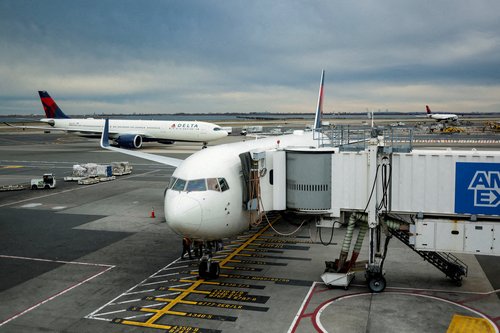 Delta Air Lines planes at John F. Kennedy (JFK) International Airport in New York City, U.S., November 18, 2025.
