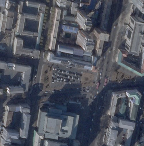 A satellite image shows cars parked in a parking lot near the Taedonggang Hotel in Pyongyang, North Korea PLANET LABS PBC /Handout via REUTERS