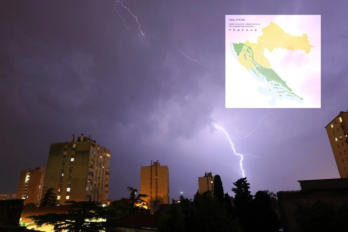 DHMZ izdao upozorenja za gotovo cijelu zemlju. Najavljuje se nevrijeme