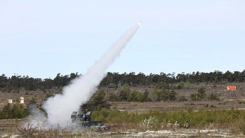 A U.S. Avenger air defence system is fired at a target during a live fire exercise as part of the Aurora 26 exercise near Visby on Gotland, Sweden, May 11, 2026. REUTERS/Tom Little