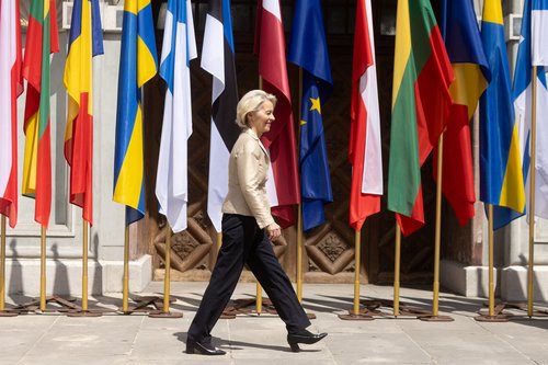 European Commission President Ursula von der Leyen arrives for the Eastern Flank Summit in Gdansk, Poland, June 25, 2026.