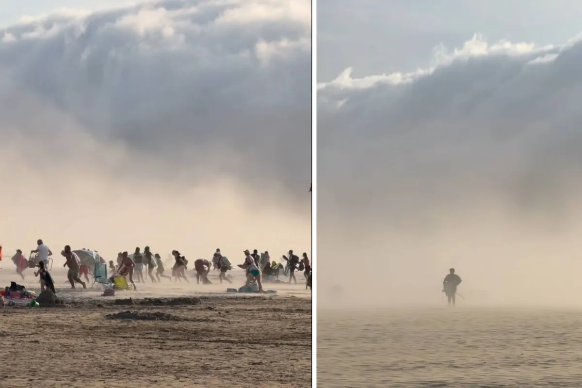VIDEO / Sunčani dan u par minuta pretvorio se u kaos: Kupači u panici bježali s plaže, letjeli suncobrani i ručnici