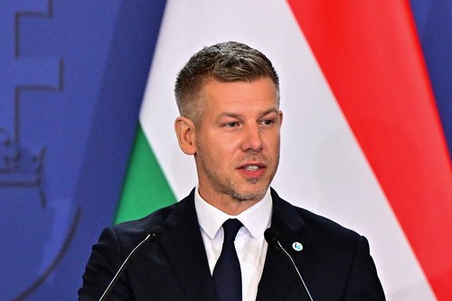 Hungary's Prime Minister Peter Magyar speaks during a press conference at a meeting of the Visegrad Group (V4) countries in Godollo