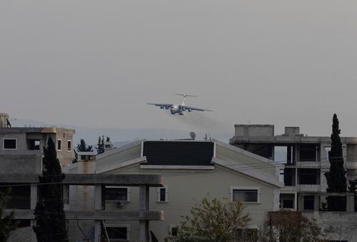 A Russian military aircraft approaches the Hmeimim air base in Syria's coastal Latakia, Syria, December 15, 2024.