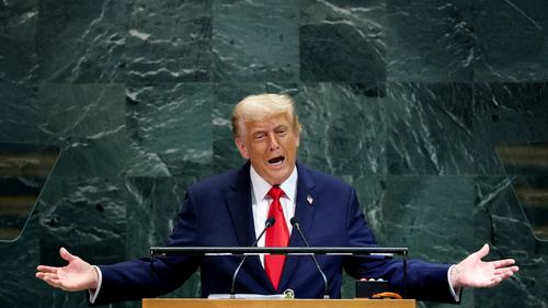FILE PHOTO: U.S. President Donald Trump addresses the 80th United Nations General Assembly at U.N. headquarters in New York City, U.S., September 23, 2025. REUTERS/MIKE SEGAR/File Photo