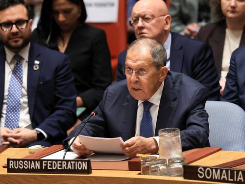 Russian Foreign Minister Sergei Lavrov speaks at a meeting of the United Nations Security Council on Ukraine, during the 81st United Nations General Assembly, at UN Headquarters in New York City, US, September 23, 2026. REUTERS/Brendan McDermid