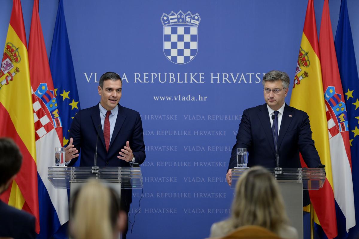 Zagreb: Andrej Plenković i Pedro Sanchez nakon sastanka dali izjave za medije