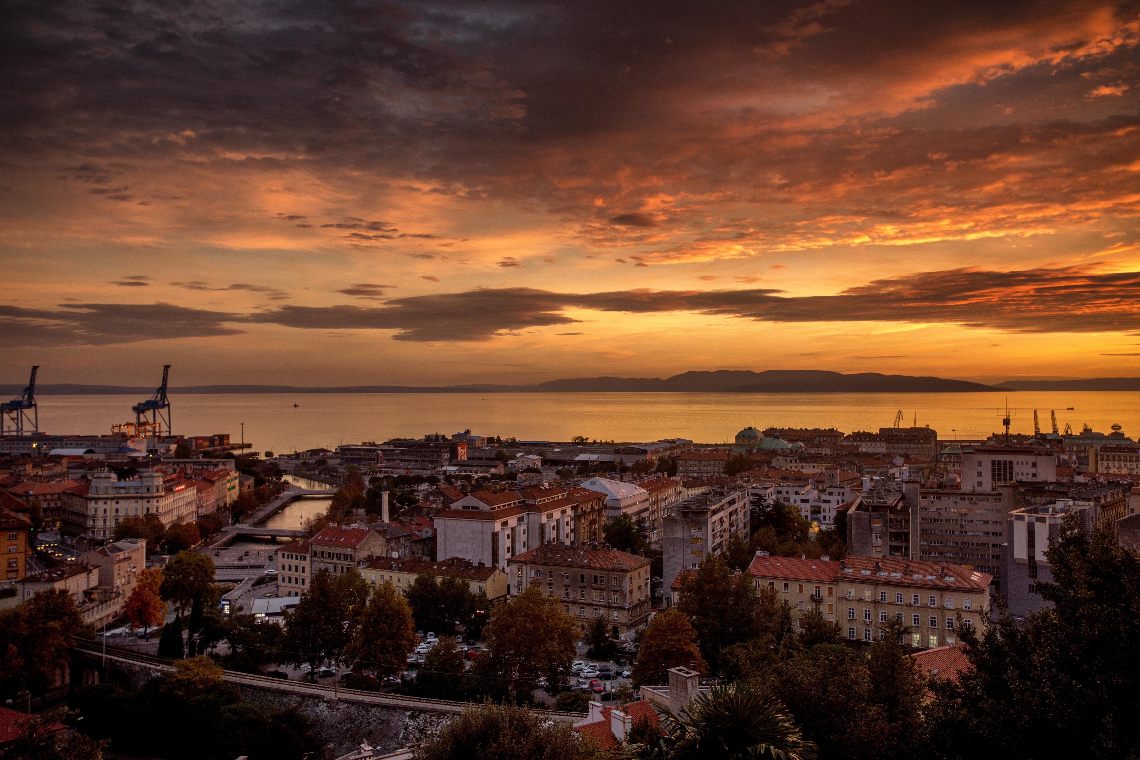 rijeka, kvarner, zalazak sunca
