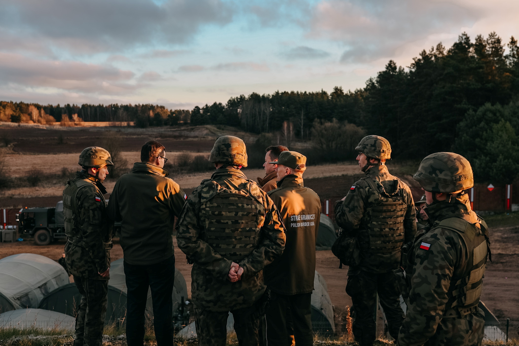 Poland's Prime Minister Mateusz Morawiecki visits the Polish-Belarusian border