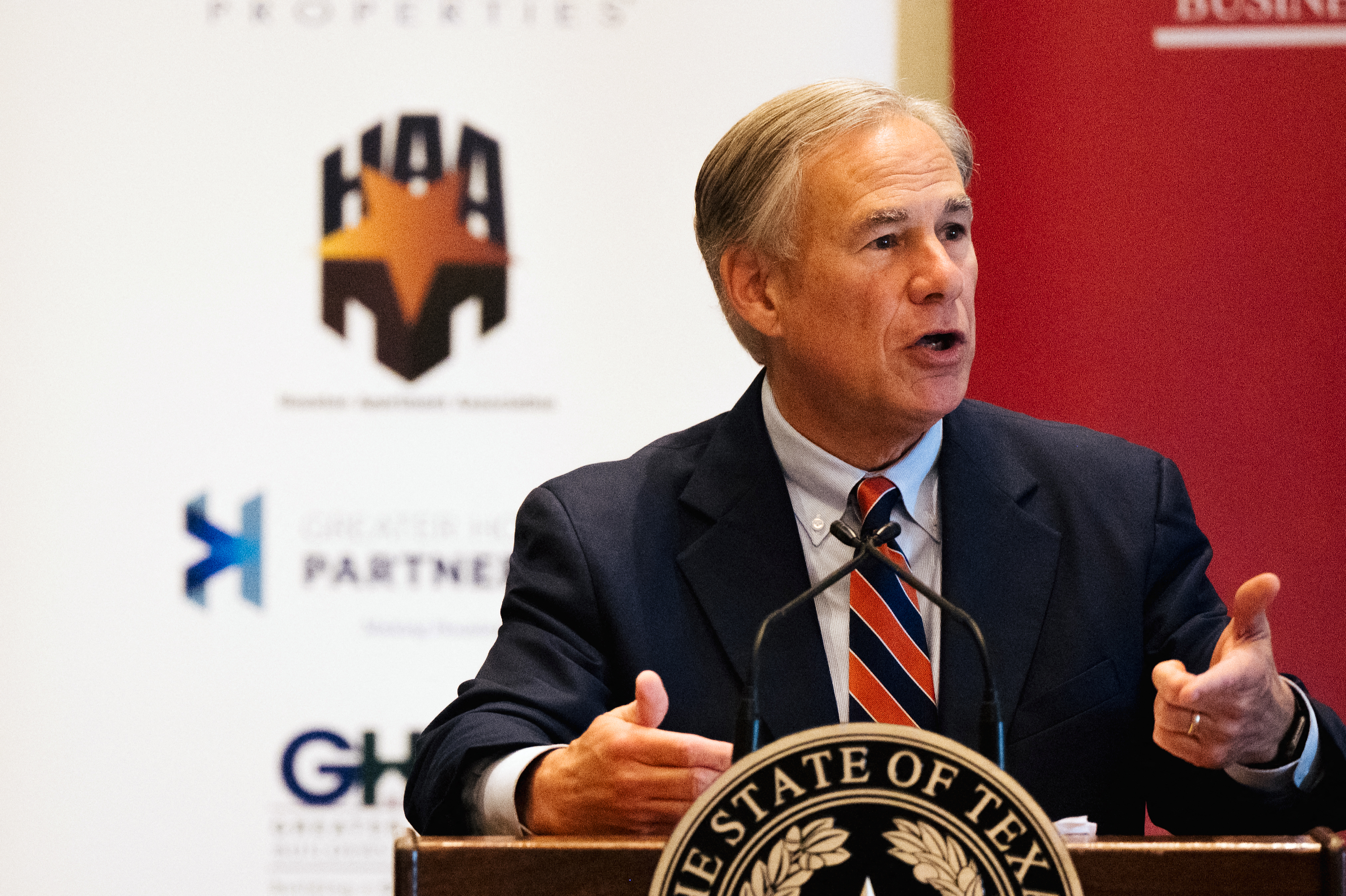Texas Governor Abbott Speaks At Business Coalition Meeting