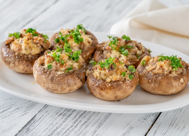 gljive, šampinjoni, punjene gljive