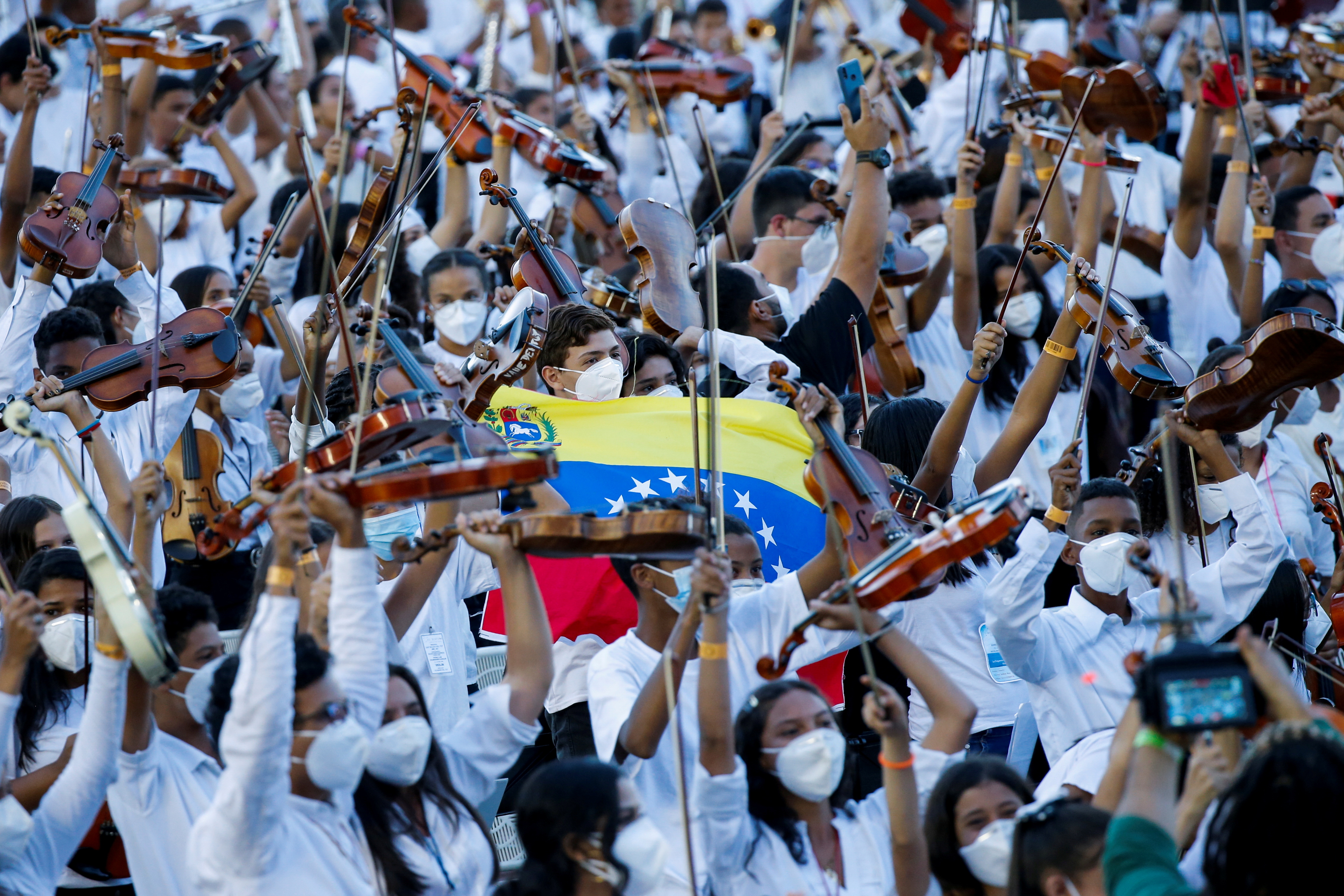 FILE PHOTO: Guinness World Record attempt for the largest orchestra in the world, in Caracas