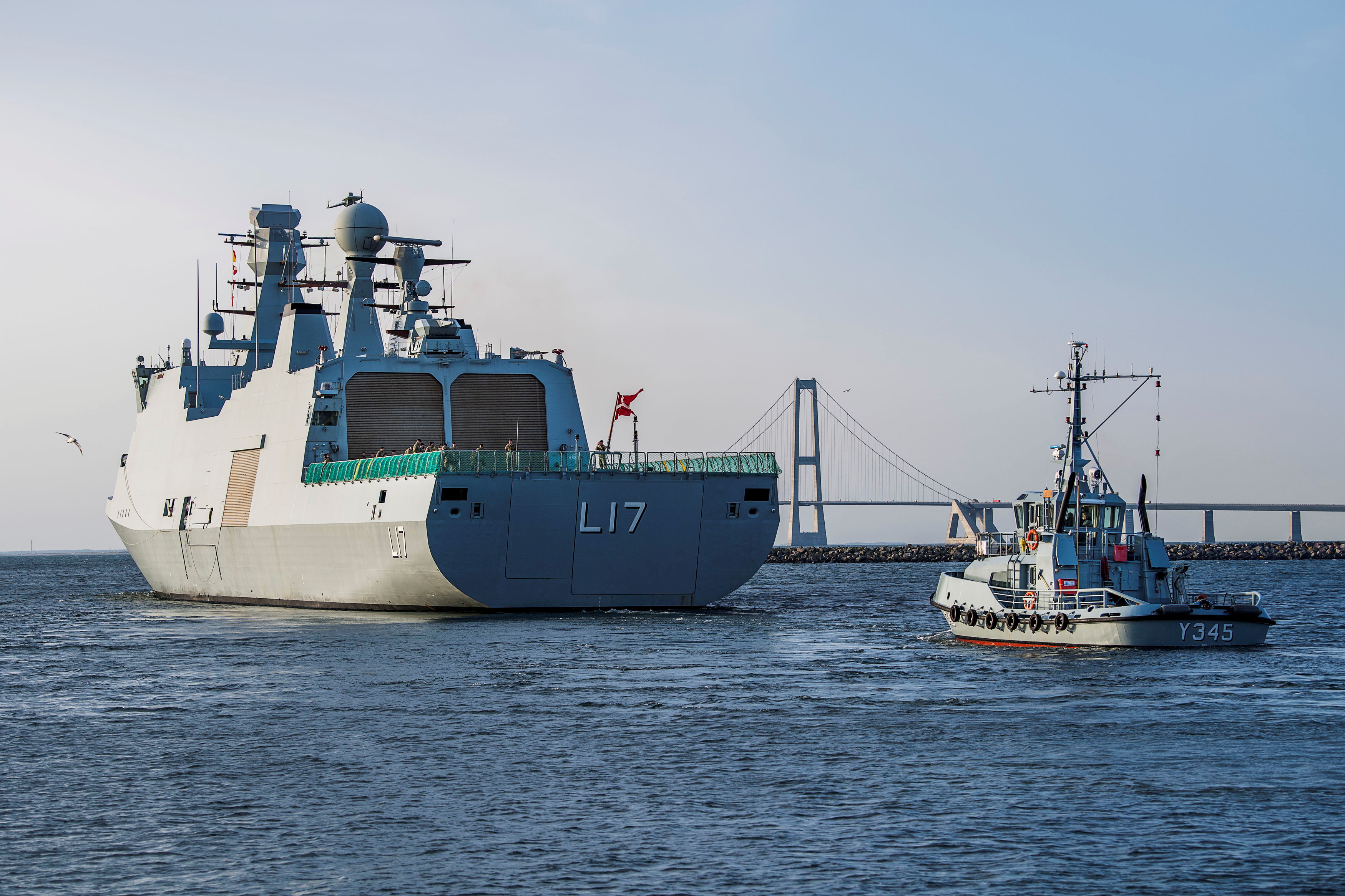 FILE PHOTO: The Danish Warship Esbern Snare leaves for Estonia from Korsoer naval base, carrying infantry fighting vehicles
