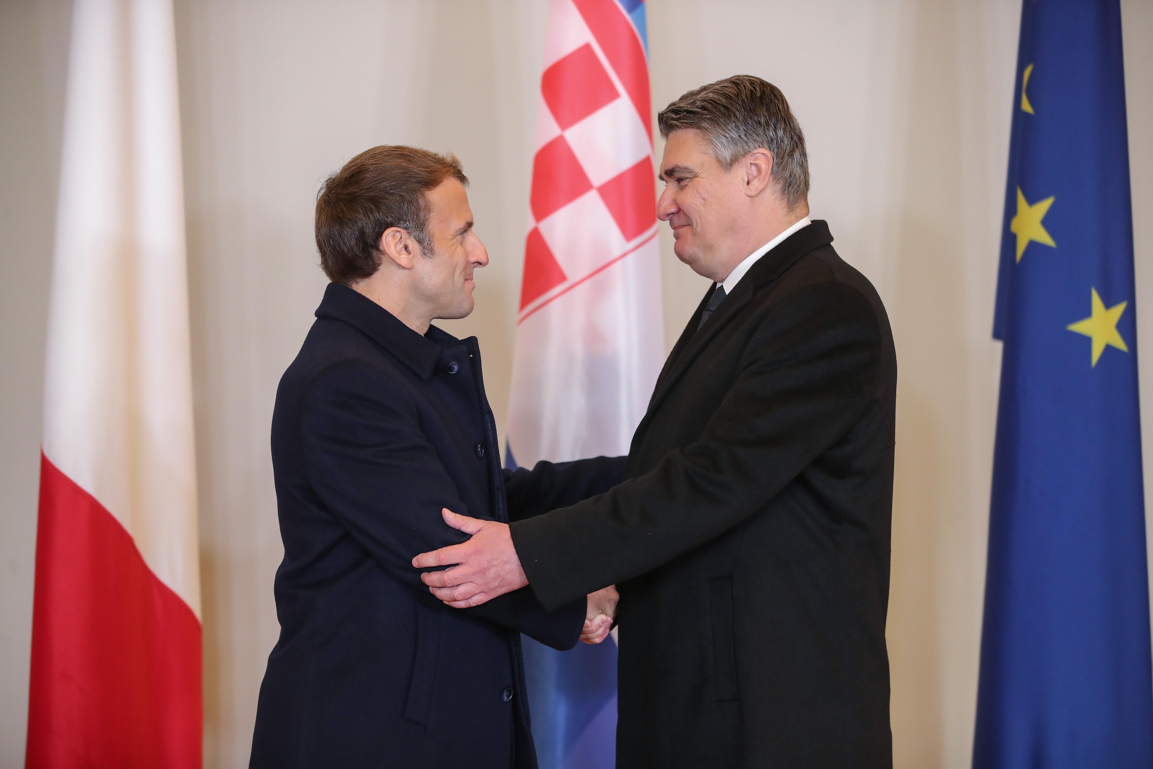 Zagreb: Predsjednik Milanović sastao se s predsjednikom Francuske Republike Emmanuelom Macronom