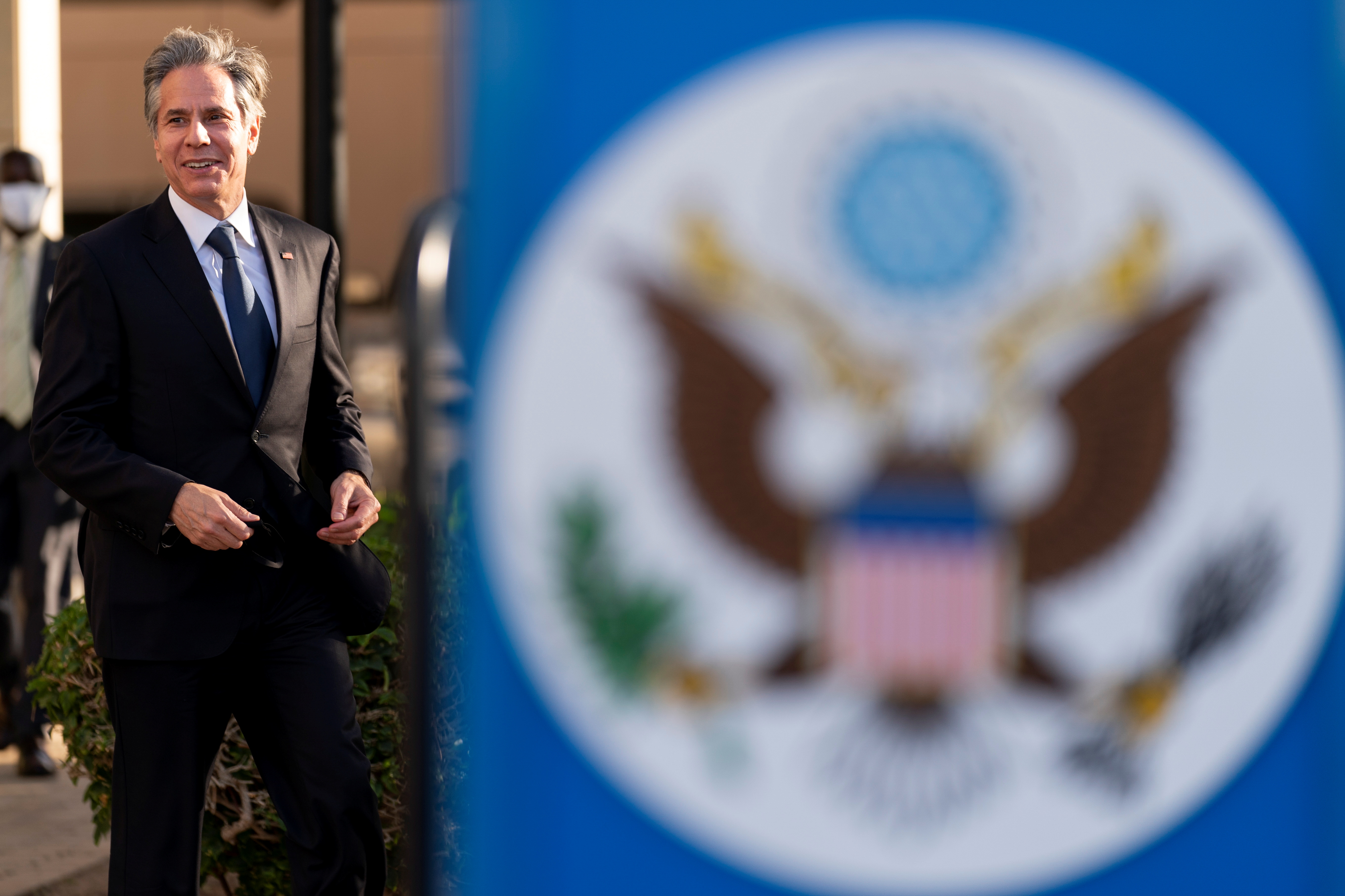 U.S. Secretary of State Blinken speaks at the U.S. Embassy in Dakar