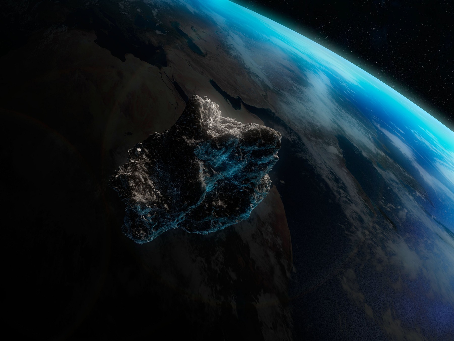 Asteroid in front of the Earth