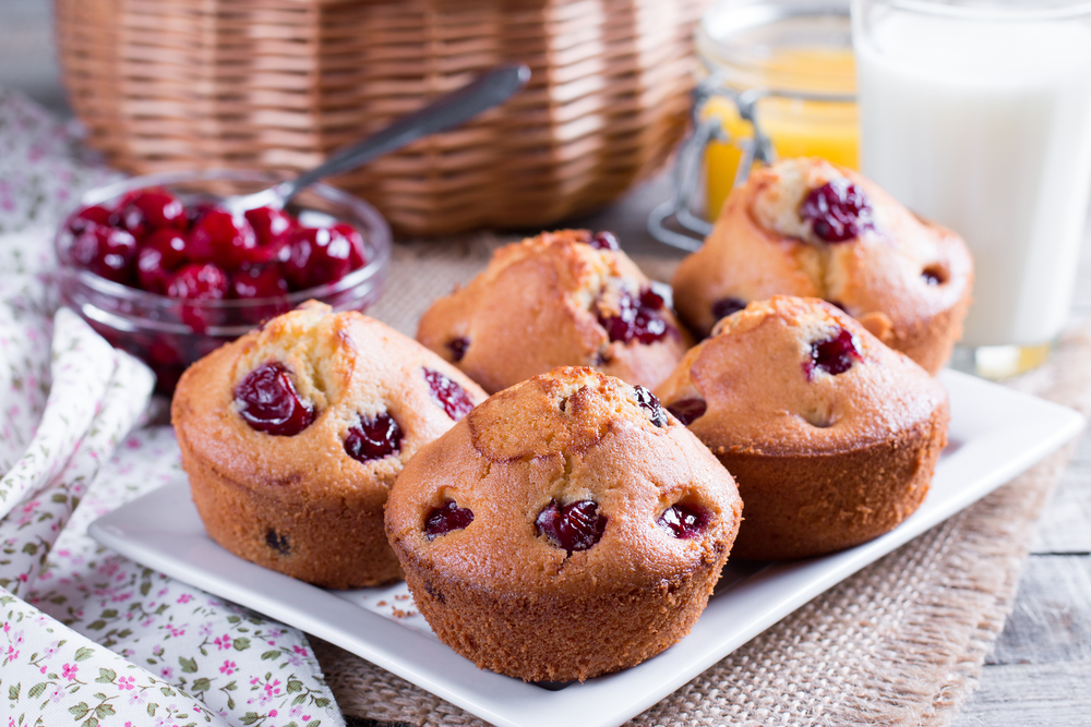Sweet,Muffins,Stuffed,With,Cherries,On,The,Plate