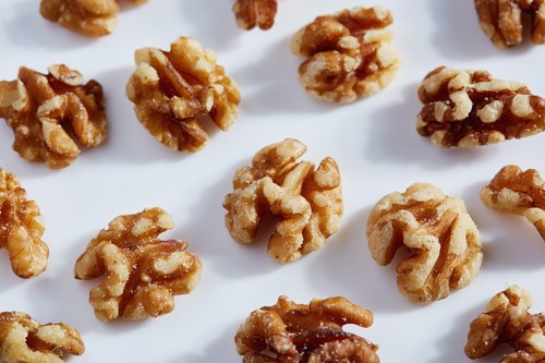 Walnuts on white background