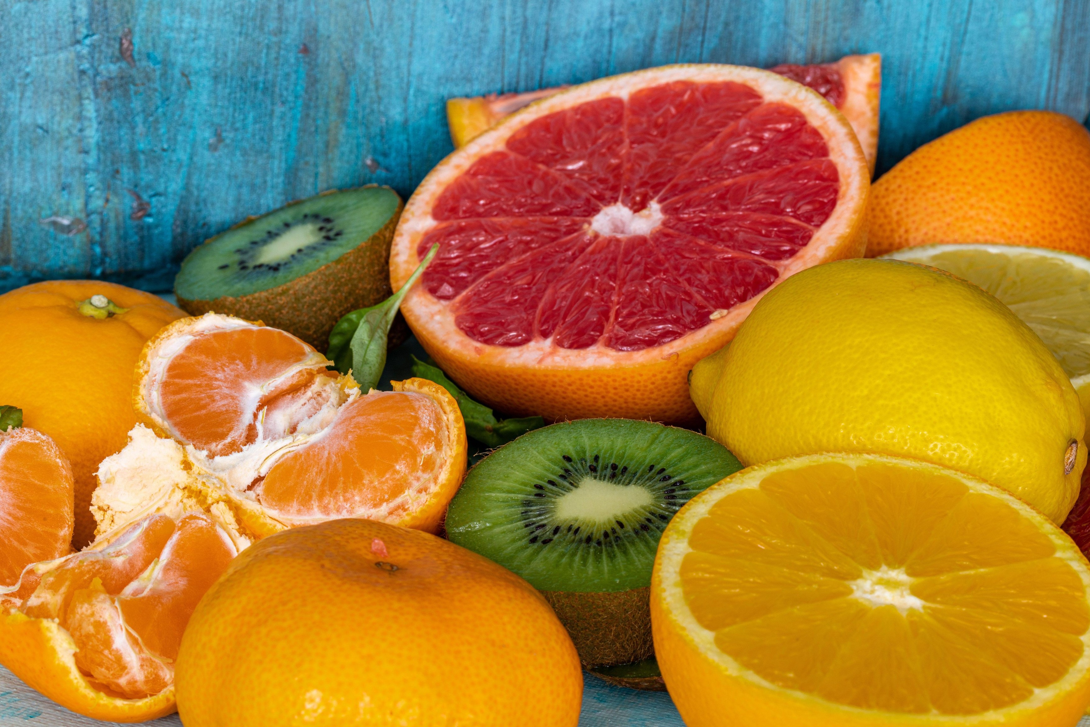 citrus fruit on a blue background